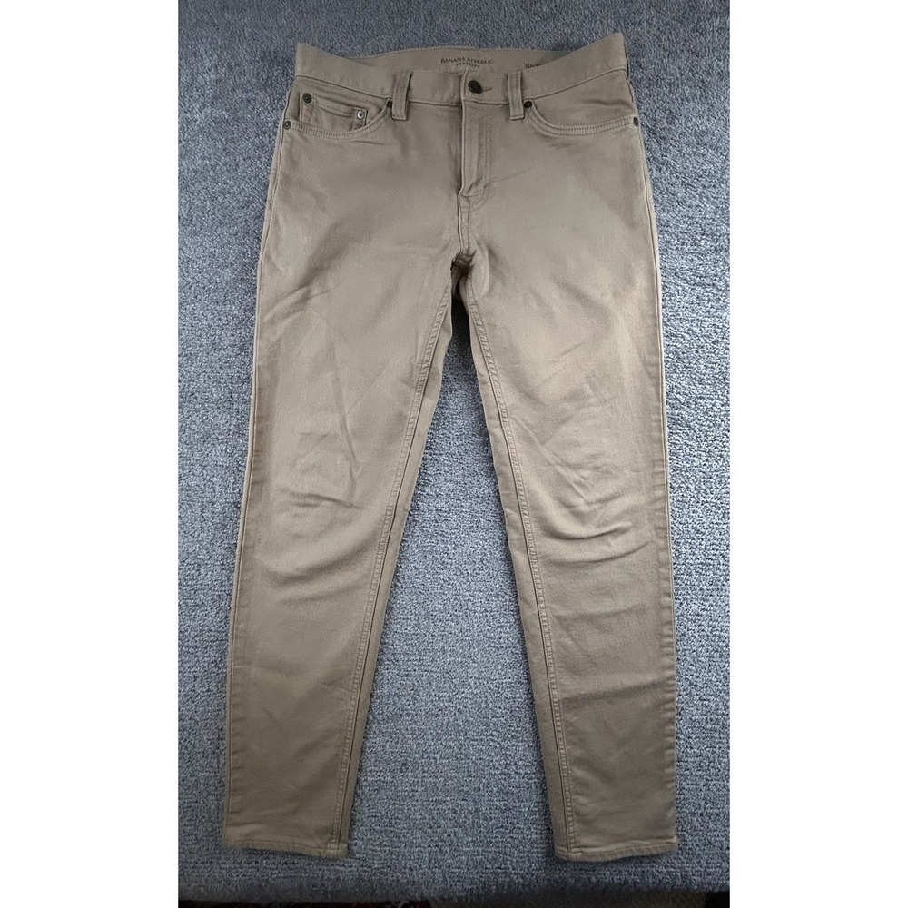 Banana Republic Traveler Pants Mens 30x32 Khaki Tan Athletic Tapered Fit Stretch